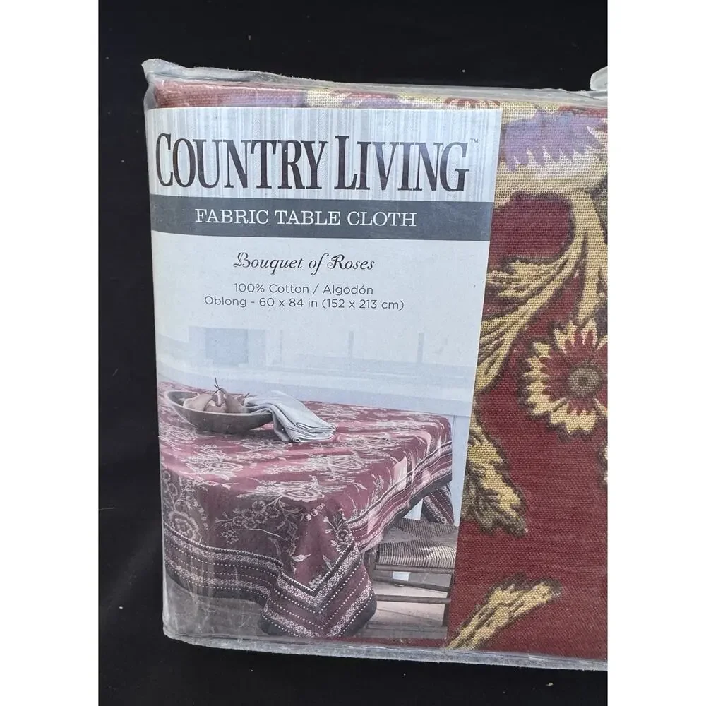 Vintage Country Living fabric table cloth Bouquet Of Roses Oblong 60x84 New!